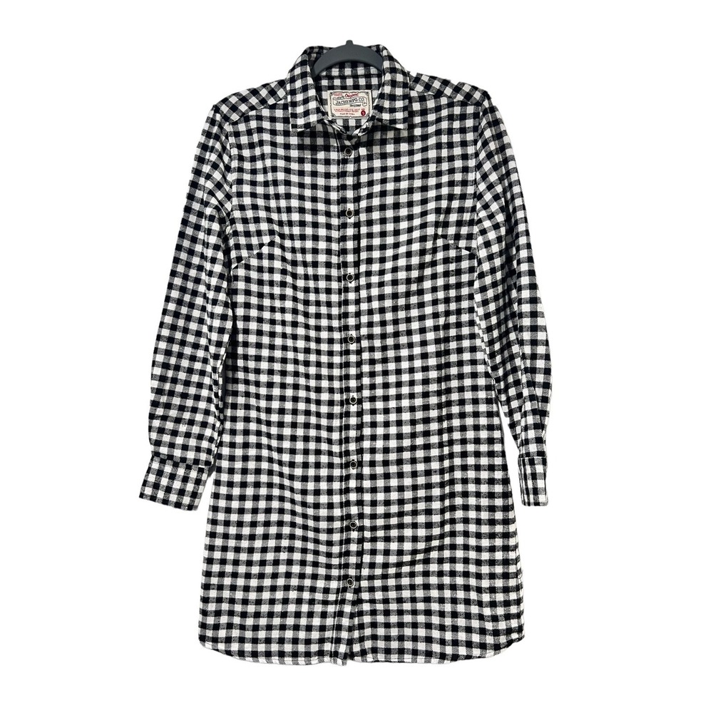 Jachsβ MFG Co Plaid Shirt Dress Long Sleeve Black and White Size S